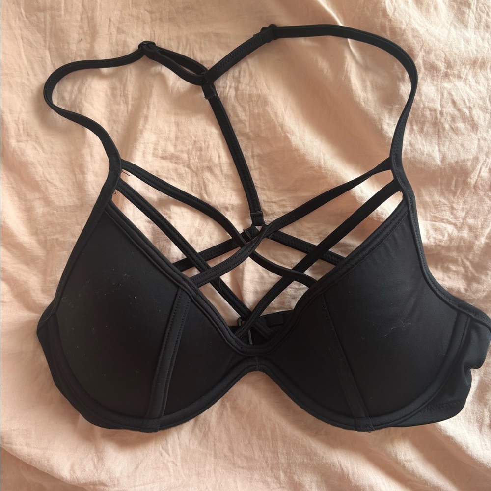 XS Victoria’s Secret Pink Strappy Black Bikini Top